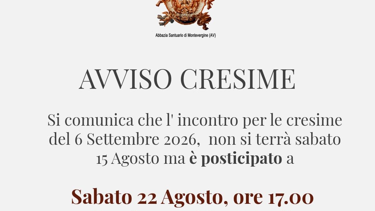 Avviso rinvio incontro Cresime