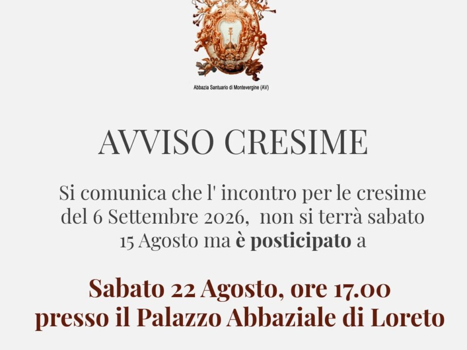 Avviso rinvio incontro Cresime